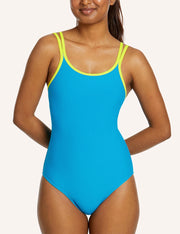 Teens First Period Swim One Piece - Azure Blue