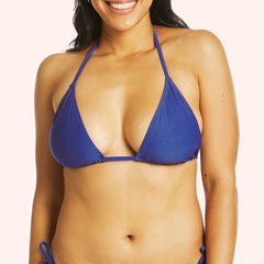 Swim Textured Triangle Bikini Top - Electric Blue