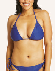 Swim Textured Triangle Bikini Top - Electric Blue
