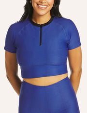 Swim Textured Short Sleeve Rash Top - Electric Blue