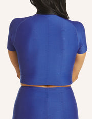 Swim Textured Short Sleeve Rash Top - Electric Blue