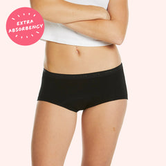 Teens First Boyleg Period Brief - Black Hearts